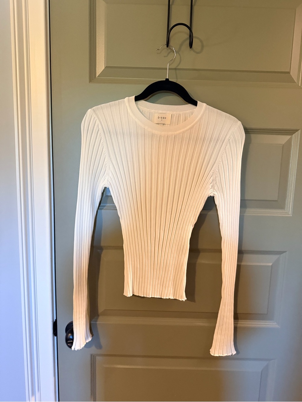 Dissh White Ribbed Long-Sleeve Knit Top